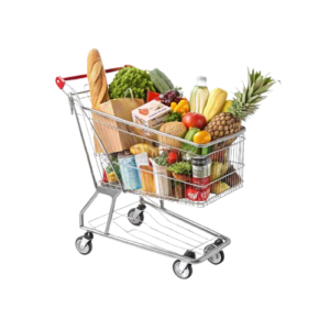 smart trolley with groceries