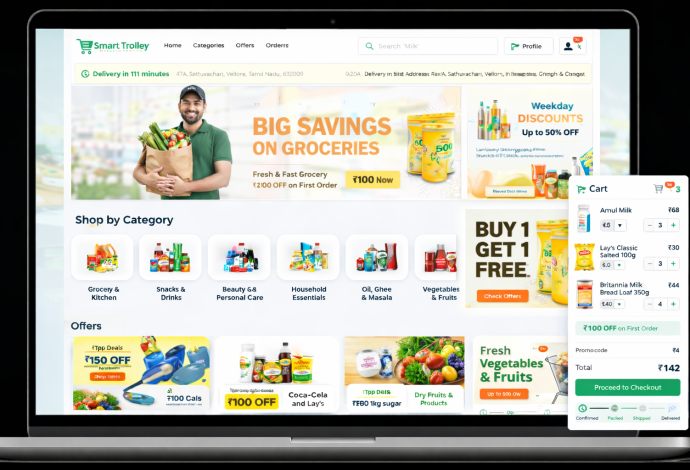 exclusive grocery shopping with offers of smart trolley